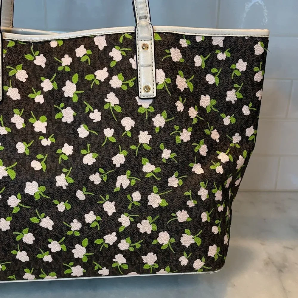 Michael Kors Bag Purse Handbag Floral Carter  XL Open Carry All Tote Pocketbook